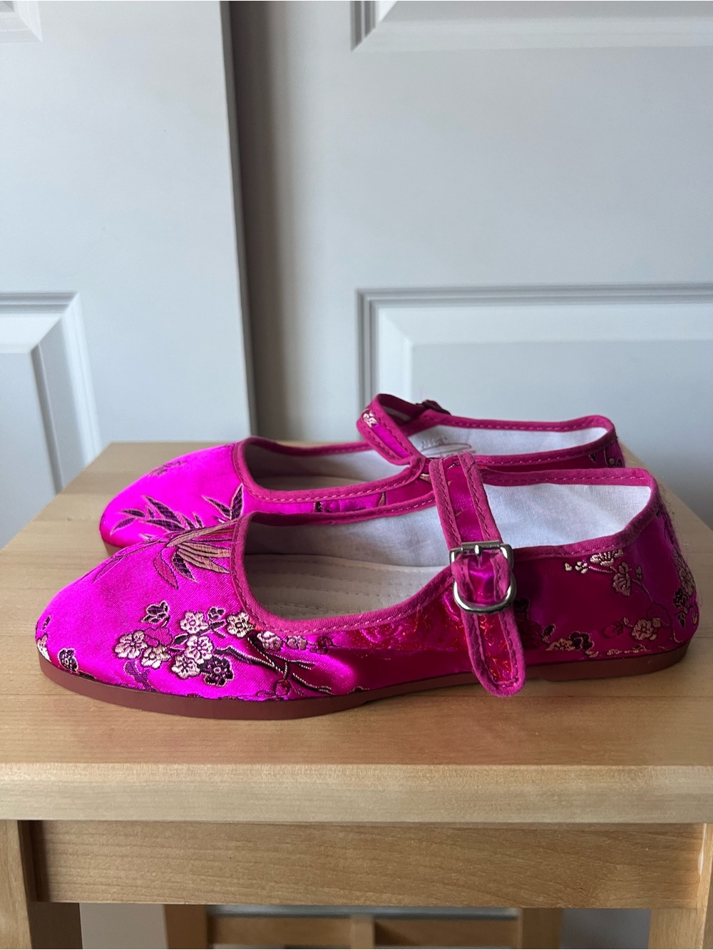 Satin Floral Mary Jane Shoes